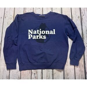 NATIONAL PARKS PROJECT Blue CREWNECK Bear SWEATSHIRT‎ Outdoor Hike Gym Women's L